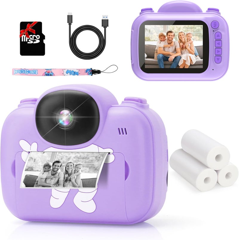 Trayoo Kids Camera Instant Print, 3.5'' Kids Digital Camera Instant with 1080P HD Photos & Videos, Christmas Birthday Gifts for Girls Boys Age 3-12 (Purple) - Image 1